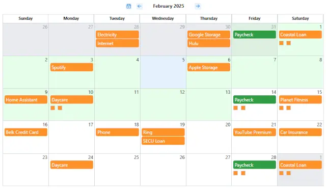 Calendar Feature